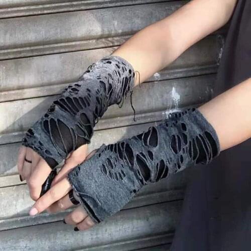 1Pair Sexy Gothic Black Fingerless Long Glove Halloween Funny Punk Rock Gloves Jazz Disco Mittens Clubwear Dance Cosplay Costume