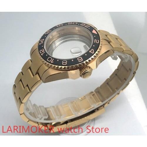Transparent back cover 904L stainless steel strap bracelet with 40mm sapphire glass ETA NH36 MH35 case pink bezel