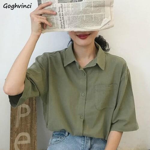Shirts Women Simple Hot Sale Fashion Lady Clothing New Summer Top Student Lovely Girl Large Size 2XL Loose Harajuku Preppy Style