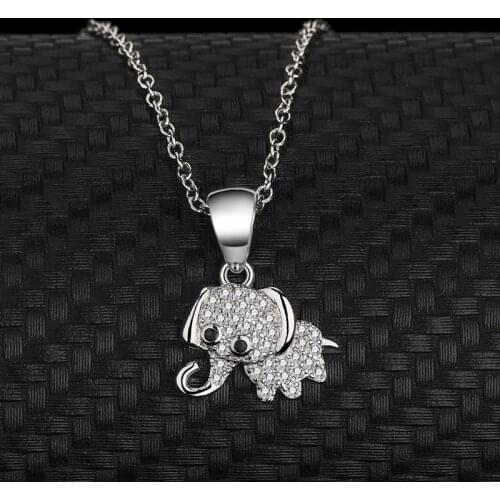 S925 Sterling Silver Lovely elephant Ladies Secklace Micro Inlay Animal Jewelry Pendant Fashion Simplicity Clavicle Chain