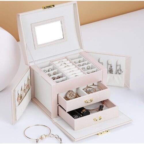 Drawer Type Jewelry Casket High Capacity Jewelry Box Multifunction Makeup Storage Makeup Organizer Travel Jewelry Storage Boxes