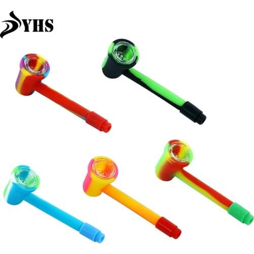 Premium Silicone Smoke Pipe With Glass Bowl Tobacco Pipes Hand Spoon Herb Pipes Accessories