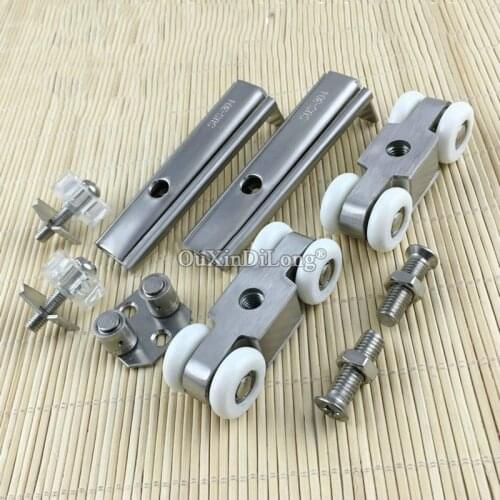 1Set Stainless Steel Hardware Slide Doors Pulley, Sliding Doors Hanging Rail Wheel Wooden Door Roller Bearing 50KG GF563