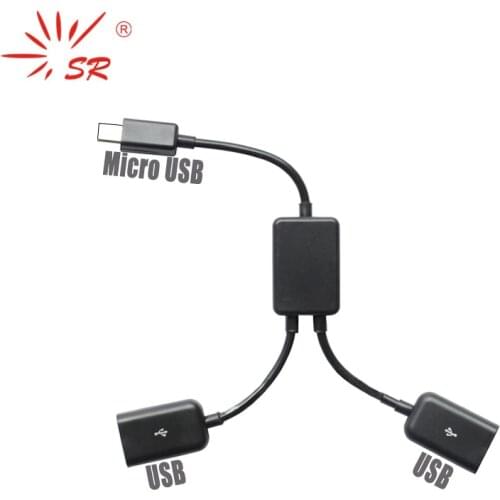 SR 2 in 1 Micro USB with Multi USB 2 Ports Hub Splitter 2.0 Adapter PC Laptop Mouse Keyboard