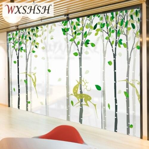 Customized Size Static Cling Window Film Deer Pattern Home Decor Glare-Reduction Stained Glass Foil For Kitchen Bathroom Bedroom