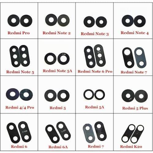 50pcs/Lot Rear Back Camera Glass Lens with Stickers for Xiaomi Redmi K20 7 6 6A 5A 5 Plus 4 Pro Note 2 3 4 5 5A 7 6 Pro