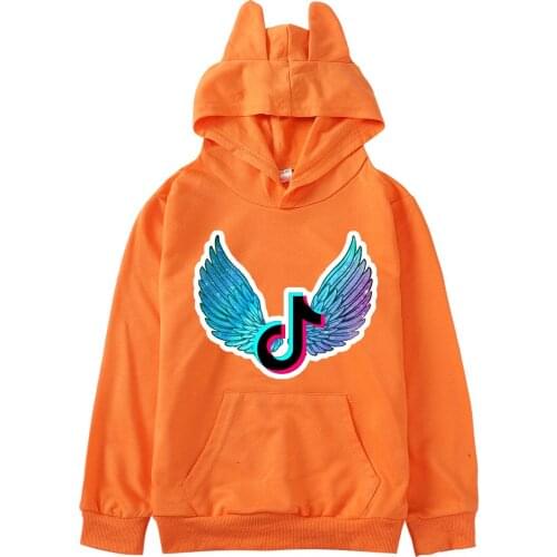 TIK TOK spring new long-sleeved childrens fashion printing cartoon sweater boys and girl hooded multicolor top