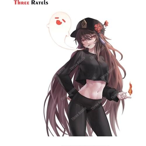 Three Ratels A827 Hu Tao Genshin Impact Funny Car Decals For Fuel Tank Cap Tunk Mirror Decor Anti Scratch Film Stickers