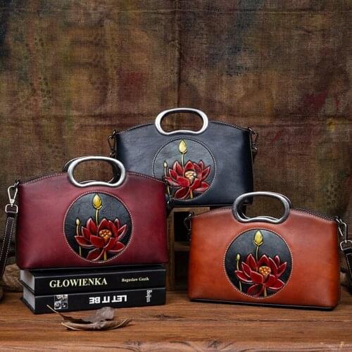 Retro Nature Cow Leather Women Bag 2021 New Shopping Hand Painted Genuine Leather Handbag Leisure Female Shoulder Crossbody Bags