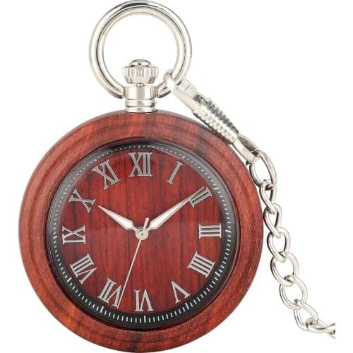 Womens Wooden Pocket Watch Quartz Pendant Watches for Men Thick Chain Pendant Watch Luminous Pointers Lightweight