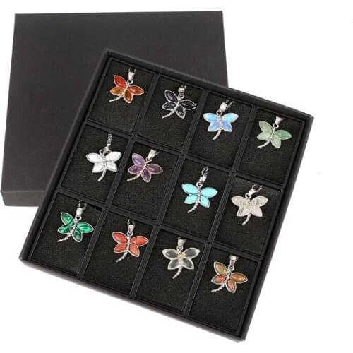 ASHMITA 2019 Love Gift Romantic Necklace Pendant Tiger Eye Lapis Lazuli Pendants Angel Wings Butterfly Shape Female Jewelry