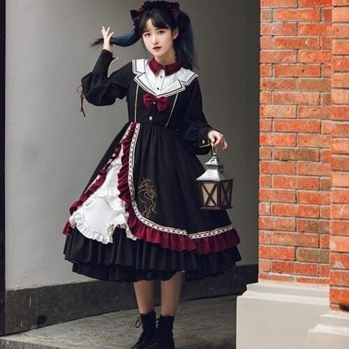 Gothic Lolita Dress Harajuku Street Fashion Cross Cosplay Female Dress Japanese Soft Sister Style Cute Dress Japanese 12521