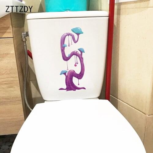 ZTTZDY 11×24.5CM Creative Cartoon Mushroom Tree Toilet WC Decoration Home Room Wall Stickers T6-0196