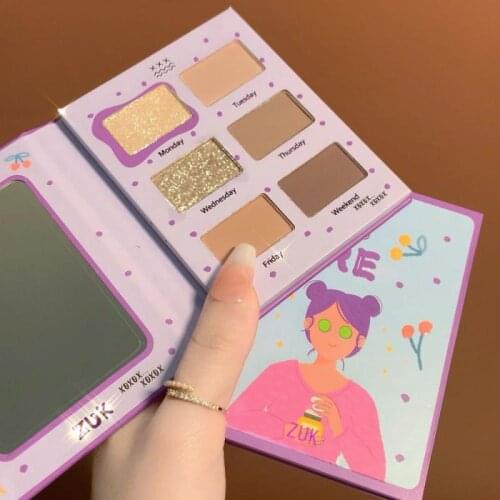 ZUK 4/6 Color Cartoon Girl Eyeshadow Tray Ins Pearlescent Matte Glitter Shiny Portable Eye Shadow Waterproof Long-lasting TSLM2