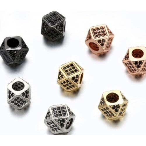 0.7*0.7cm Cube spacer micro pave cz crystal zircon cubic zirconia beads metal bracelet DIY making silver gold plated ryfh3