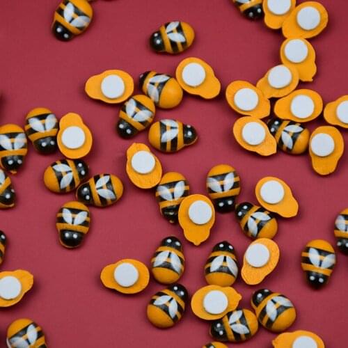 100Pcs 3D Creative Wooden Mini Bee Wall Stickers Fridge Room Self-Adhesive Wall Sticker Decoration Scrapbooking