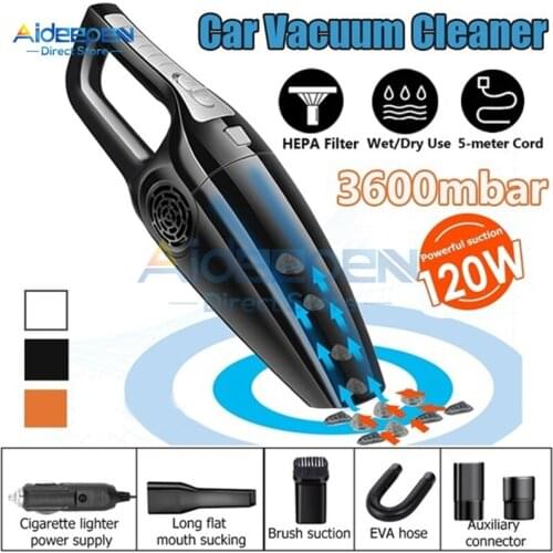 120W 3600mbar Car Vacuum Cleaner High Suction For Car Wet And Dry dual-use Vacuum Cleaner Handheld 12V Mini Car Vacuum Cleaner