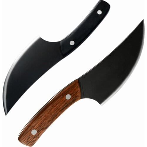 2 Knives 5.5'' INCH Full Tang Cleaver Butcher Knife Wood Handle Black Brown Color Fillet Boning Hiking Camping Tools Accessory