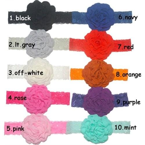 30 pcs/ lot , 9cm chiffon flower with lace elastic headband , singed chiffon flower for apparel hair accessories headwear