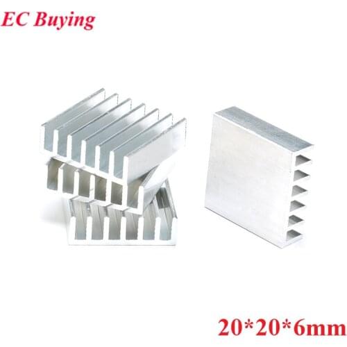 5pcs 20*20*6mm Heatsink Cooling Fin Cooler Aluminum Radiator Heat Sink for Chip, LED, Power IC Transistor, Module PBC 20X20X6mm