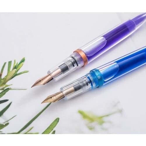 1-Piece Acrylic Fountain Pen Transparent EF/F Nib Large Capacity Pen Body Adding Ink Demonstration Pens for Student Stationery