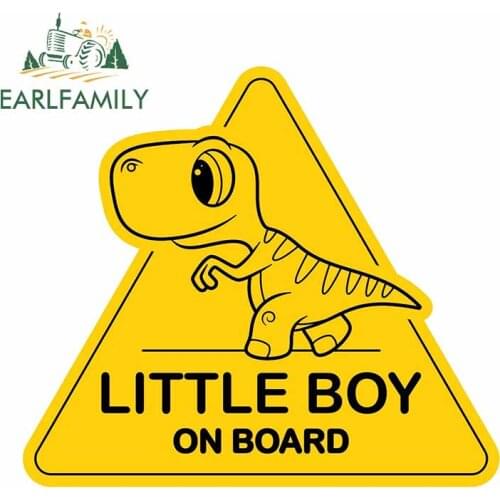 EARLFAMILY 13cm x 11.5cm for Little Boy on Board Dinosaur Sign Personality Car Stickers Bumper Motorcycle Decal Car Assessoires