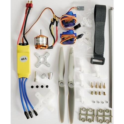 2212 2450KV Brushless Motor + 40A ESC + SG90 Servo + 6040 Propeller + Battery Strap + Push Rod + Servo Part For RC Drone FIXWING