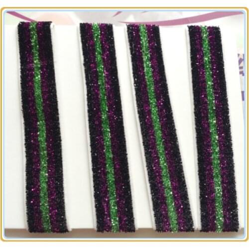 Price Negotiated) 5/8 Inch Halloween Striped Stretch Metallic Velvet Ribbon