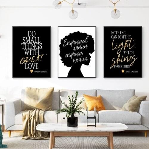 Black Africa Woman Poster Inspiration Quotes Wall Art Picture Print Nordic Canvas Painting Living Room Decoration