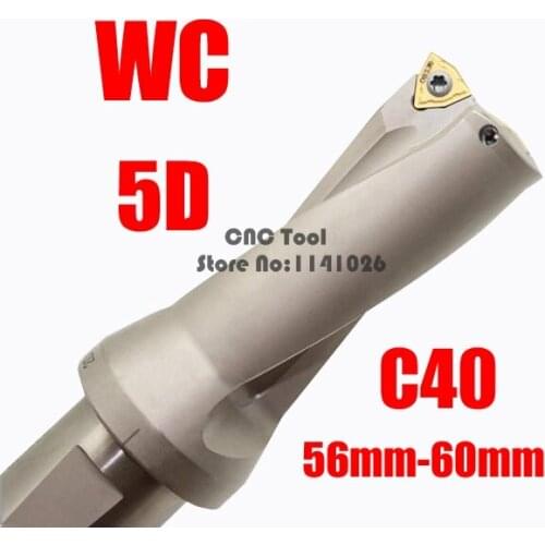 WC C40 5D SD 56 57 58 59 60 mm Indexable Insert Drills Bits Style U Drill Type for WCMT080412 Insert U Drilling Shallow Hole