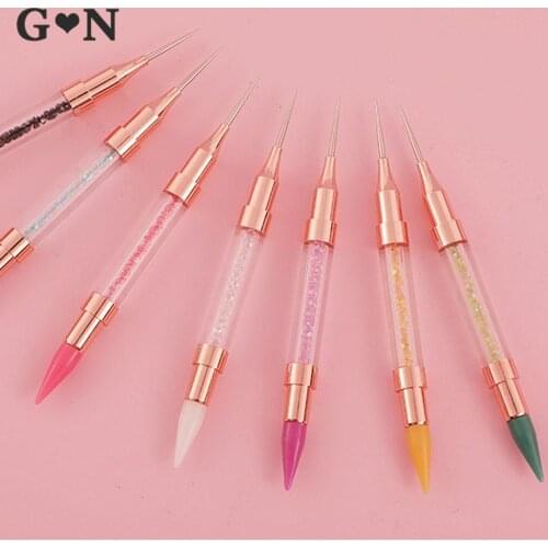 1PC Dual Heads Acrylic Metal Pen Point Drill Shiny Crayons Crystal Beads Handle Rhinestone Studs Picker Wax Pencil Nail Art Tool