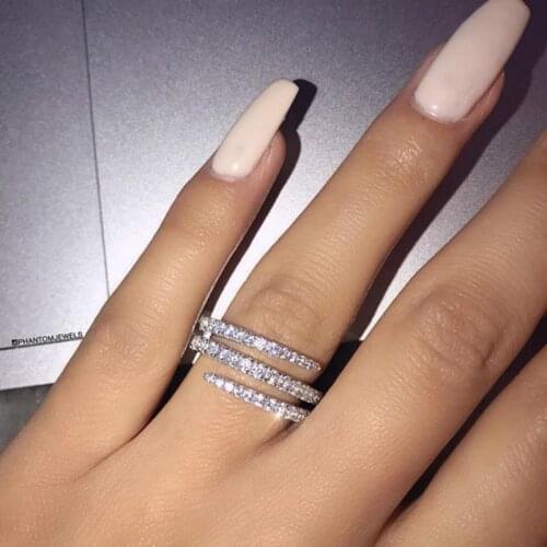 Creative Meteor Micro-Inlaid Full Diamond Ring for Women 3 Circles around Fashion Ring