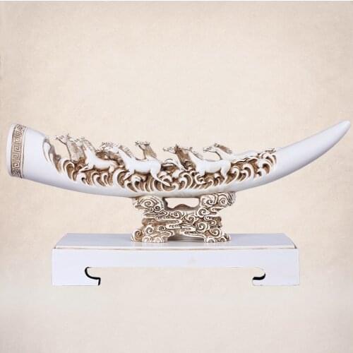 Creative TV Cabinet Crafts Showcase Gifts Home Soft Decorations Decor Parlour Saloon Bussiness Statue Ox Horn 8 Horses Ornament