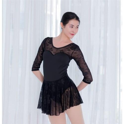 Adult Gymnastics Leotards Black Sexy Lace Suit Bailarina Leotards Ballet Leotards For Women Dancewear ballet Dress For Ballerina