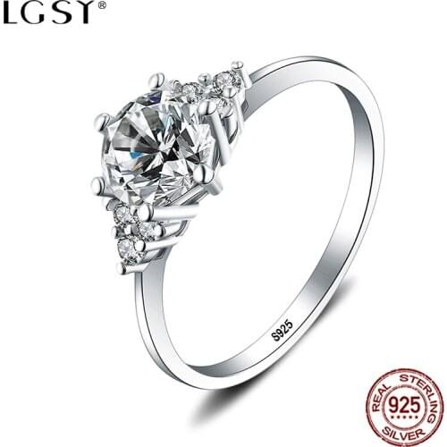 LGSY Wedding Rings Fine Jewelry 925 Sterling Silver Rings Natural Crystal Claw Drill Rings Fashion Jewelry Round Rings DR1002