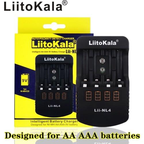 LiitoKala Lii-NL4 AA AAA 9V battery charger Ni-Mh Ni-Cd batteries wall desk charger for travel
