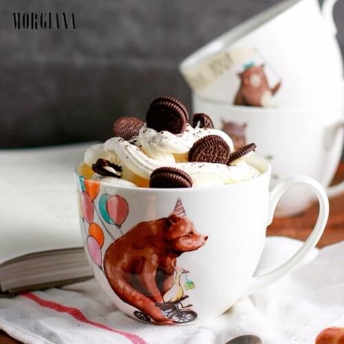 MORGIANA 600ML Big Animal Coffee Mug Brown Bear Big Capacity Coffee Cup Ice Cream Office Dreinkware For Milk and Juice