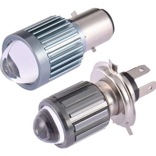 Motorcycle Headlight LED Bulbs H6 BA20D H4 Two-color Hi Lo Beam Motorbike Front Light Scooter Accessories With Lens Fog Lights