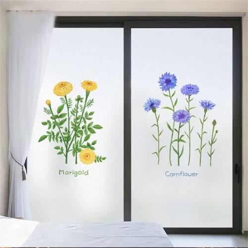 Window Film Privacy Flowers Glass Sticker UV Blocking Heat Control Window Coverings Window Tint for Homedecor
