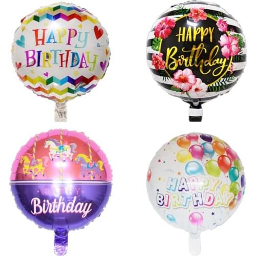 New 18 Inch Color Round Happy Birthday Aluminum Foil Balloon Party Decoration Children Inflatable Toy Gift