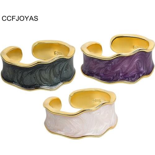 CCFJOYAS New Enamel Drip Glaze Rings for Women Japanese and Korean INS Net Red Personality Simple Cold Wind Open Ring Jewelry