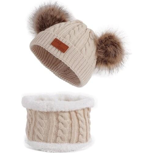 New Baby Hat Scarf Suit Autumn Winter Thicken Knitted Kids Hat Scarf Set Cotton Girls And Boys Hats Neck Children Scarf