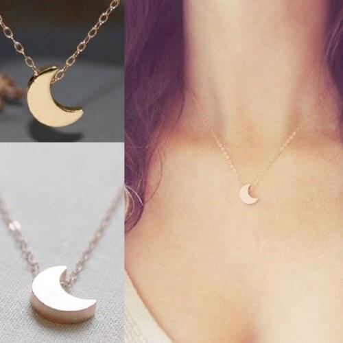 8Pcs/Set Silver Plated Gold Crescent Moon Pendant Necklace Fashion Womens Clothing Accessories Jewelry Simple Design Supplies