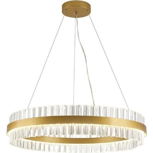 Post-modern Luxurious Gold Iron Crystal Glass Led Pendant Light for Foyer Dining Room Bedroom Illuminare 40/50/60/80cm 2334