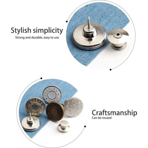 5/10PCS Detachable Retro Metal Buttons Snap Fastener Pants Pin for Jeans Sewing-Free Retractable Button Perfect Fit Reduce Waist