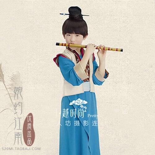 Sai Xia Qu Ancient Chinese Hanfu Childe Costume for Little Boy hanfu costume for photography or Childrens Day or stage clothing