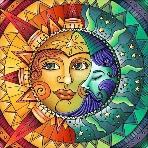 Sun Moon Character Face Diamond Painting Round Full Drill Portrait Cartoon Nouveaute DIY Mosaic Embroidery 5D Cross Stitch