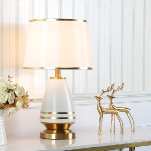 Modern White Cermaic Table Lamp Bedside Lamp For Living Room Simple Creative Living Room Bedroom Study Decorative Ceramic Lamps
