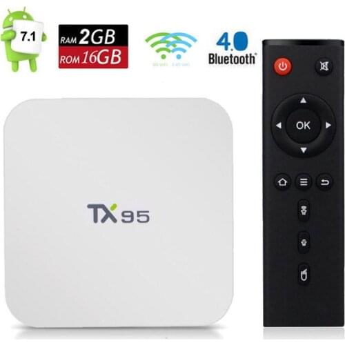 TX95 Smart TV Box Android 7.1 2GB 16GB Amlogic S905W Quad Core Dual Band Wifi Bluetooth Media Player White TVbox Boxes DHL 20pcs