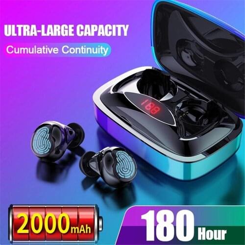 Waterproof Bluetooth V5.0 Stereo Headset Wireless Sport Earphones With 2000mAh Power Bank LED Display For Smartphone Android iOS